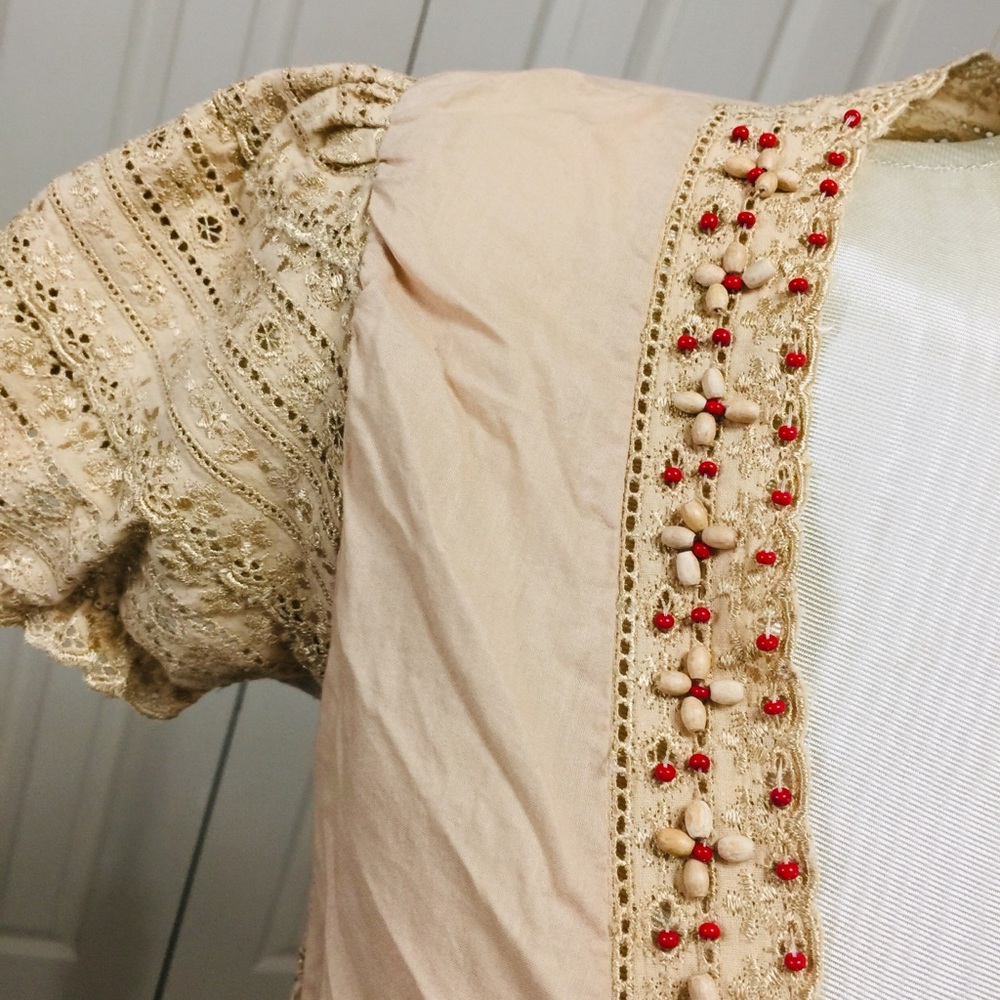NO BRAND Bolero/Crop Top Tan with Beading Size S - Picture 3 of 7